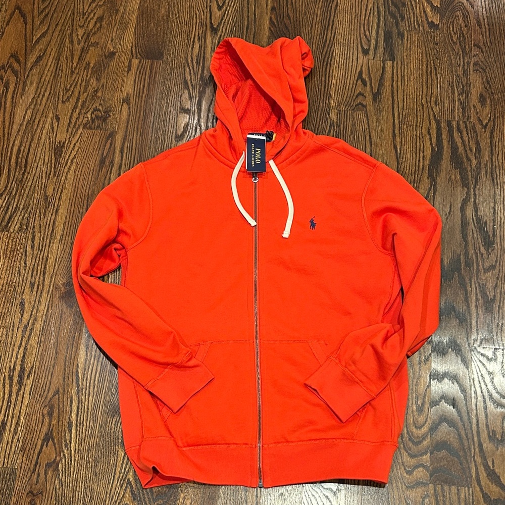 Polo by Ralph Lauren Men's Bright Orange Zip-Up Sweater